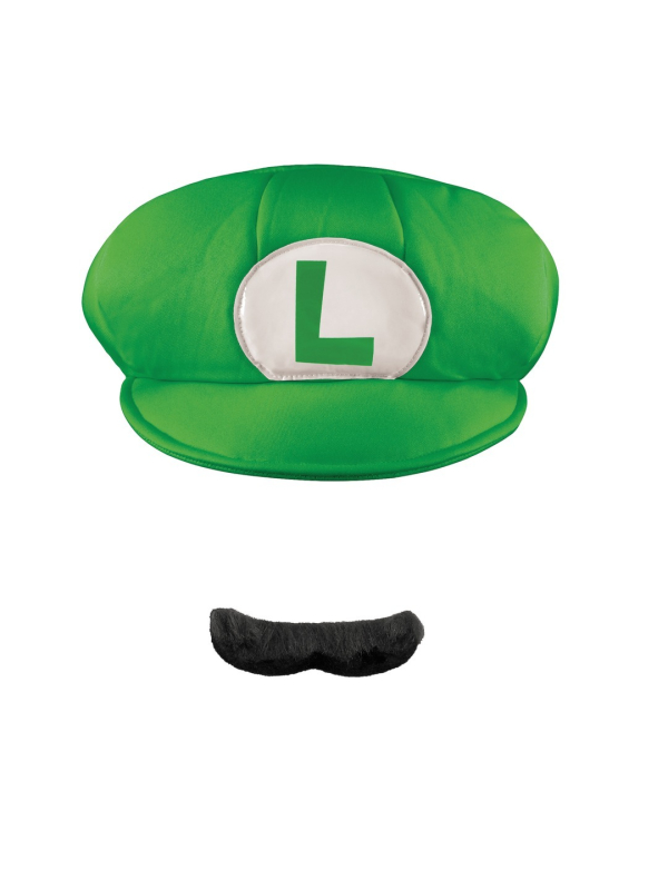 Super Mario™ – Kit Accessoires Luigi adulte (casquette + moustache adhésive) – Licence officielle