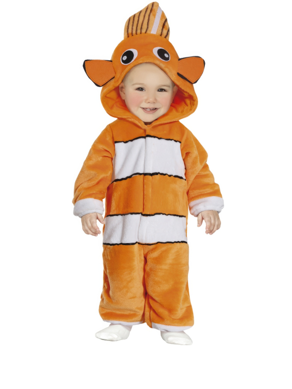 Déguisement bébé Poisson Clown – Combinaison peluche à capuche (12–24 mois)