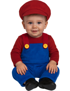 Déguisement bébé Petit Plombier Rouge & Bleu – Combinaison + chapeau (12 mois à 3 ans) 2