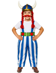 Déguisement gaulois costaud enfant (façon Obélix) – Pantalon rayé + t-shirt + ceinture 2