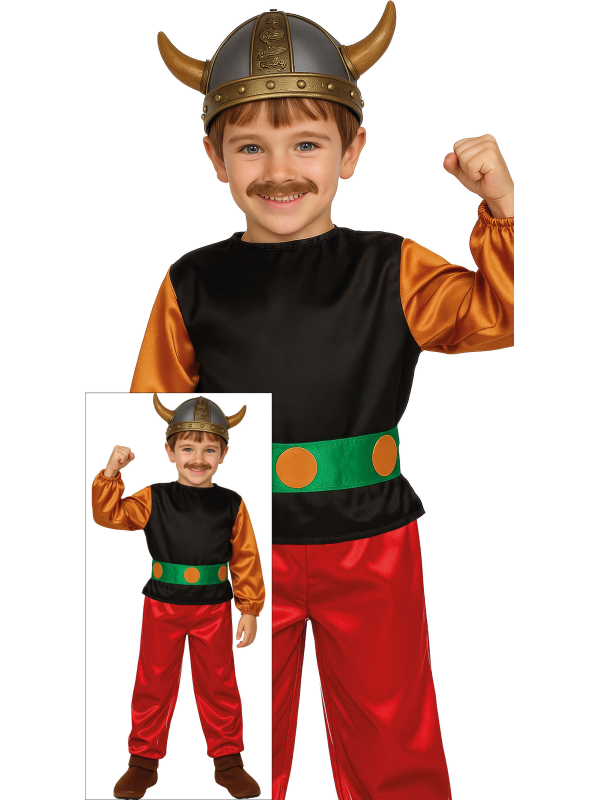 Déguisement Gaulois enfant type Astérix – Ceinture, pantalon & chemise (5/6 ans – 7/9 ans)