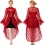 Déguisement gothique femme en dentelle rouge – Veste longue queue-de-pie