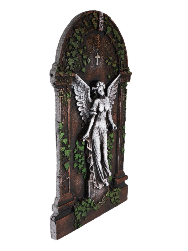Pierre tombale Halloween ange gothique 91 cm – Déco cimetière avec lierr