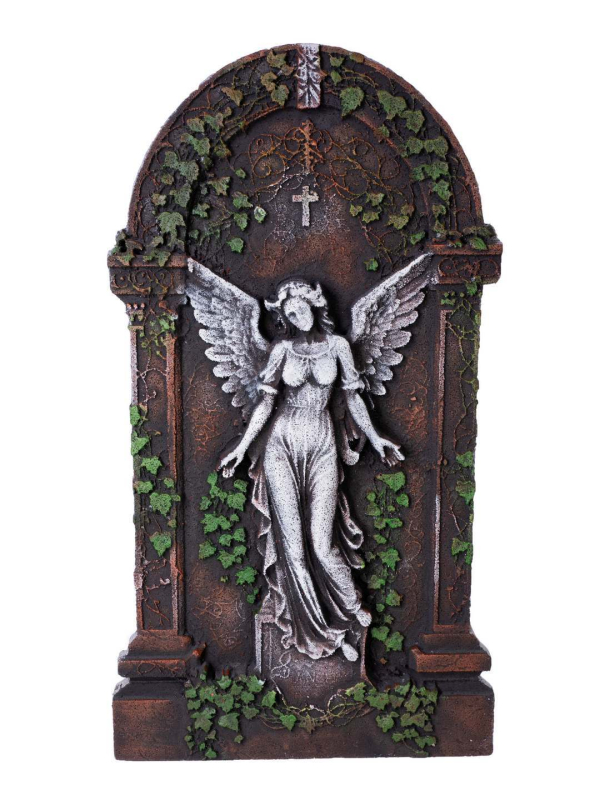 Pierre tombale Halloween ange gothique 91 cm – Déco cimetière avec lierr