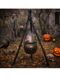 Chaudron Suspendu avec Trépied 140 cm – Décor de Sorcière Halloween Réaliste 2