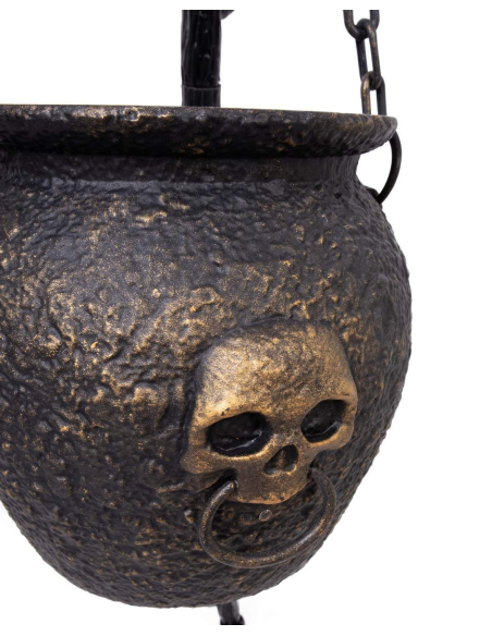 Chaudron Suspendu avec Trépied 140 cm – Décor de Sorcière Halloween Réaliste