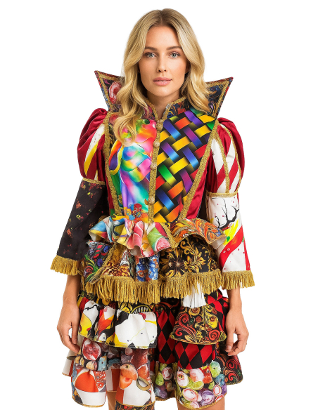 Robe “Princesse Patchwork” – Costume Carnaval de Venise femme haut de gamme (Baroque & Arlequin)