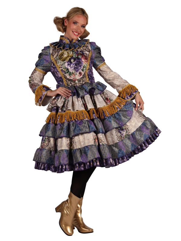 Robe “Constanze” parme & doré – Costume Carnaval de Venise femme haut de gamme (XS à XXL)