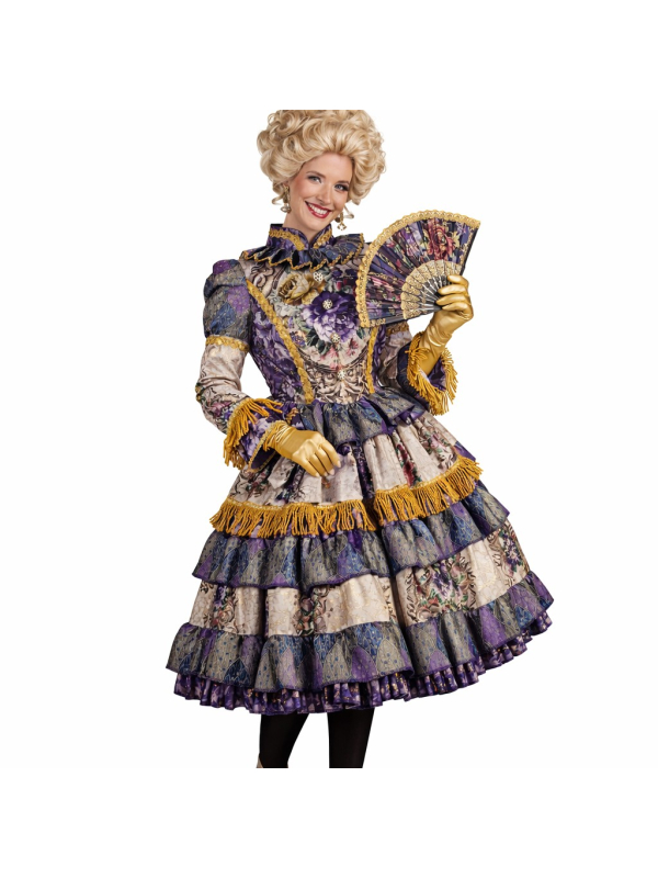 Robe “Constanze” parme & doré – Costume Carnaval de Venise femme haut de gamme (XS à XXL)