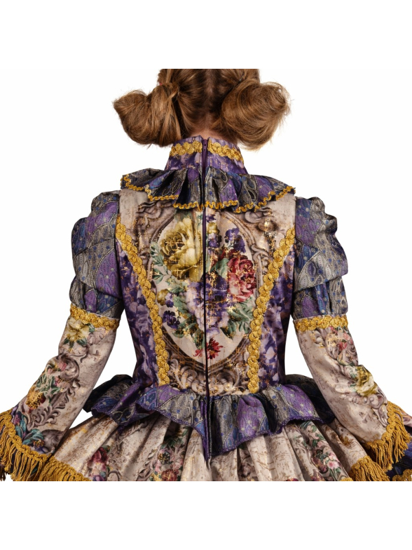 Robe “Constanze” parme & doré – Costume Carnaval de Venise femme haut de gamme (XS à XXL)