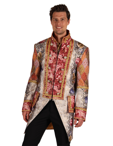 Veste baroque homme Amadeus cuivre & beige – Costume de marquis haute qualité (Carnaval de Venise)