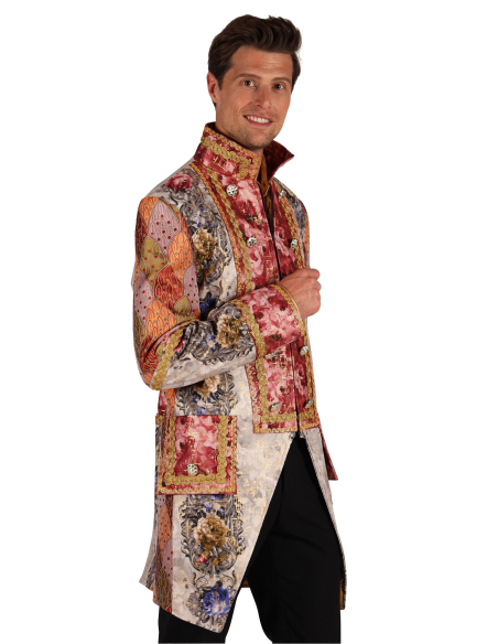 Veste baroque homme Amadeus cuivre & beige – Costume de marquis haute qualité (Carnaval de Venise)
