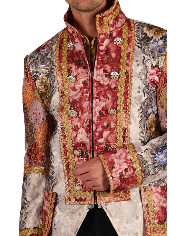 Veste baroque homme Amadeus cuivre & beige – Costume de marquis haute qualité (Carnaval de Venise)