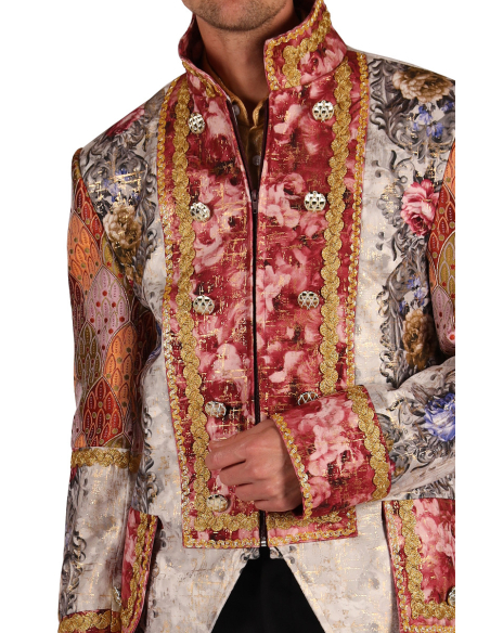 Veste baroque homme Amadeus cuivre & beige – Costume de marquis haute qualité (Carnaval de Venise)