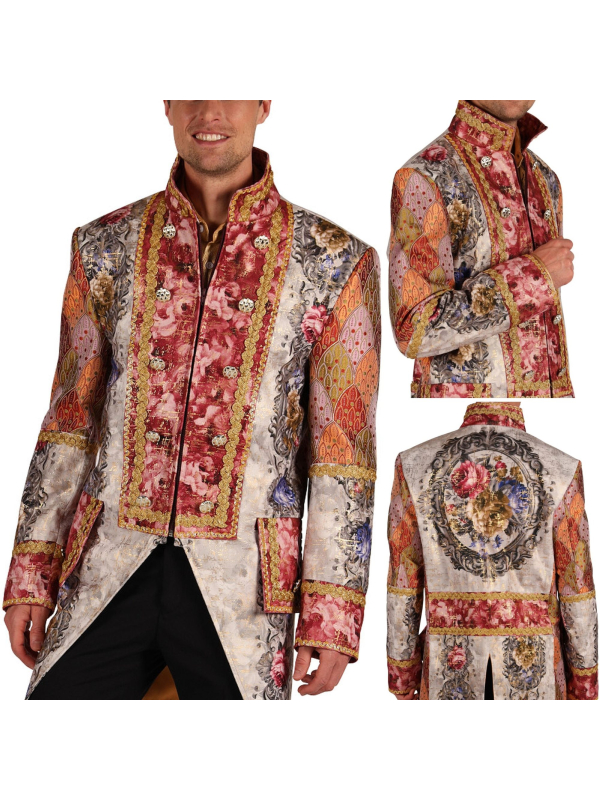 Veste baroque homme Amadeus cuivre & beige – Costume de marquis
