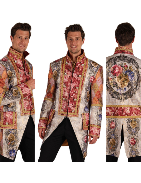 Veste baroque homme Amadeus cuivre & beige – Costume de marquis haute qualité (Carnaval de Venise)