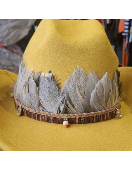 Ornement Western à Plumes pour Chapeau Cowboy – Adultes