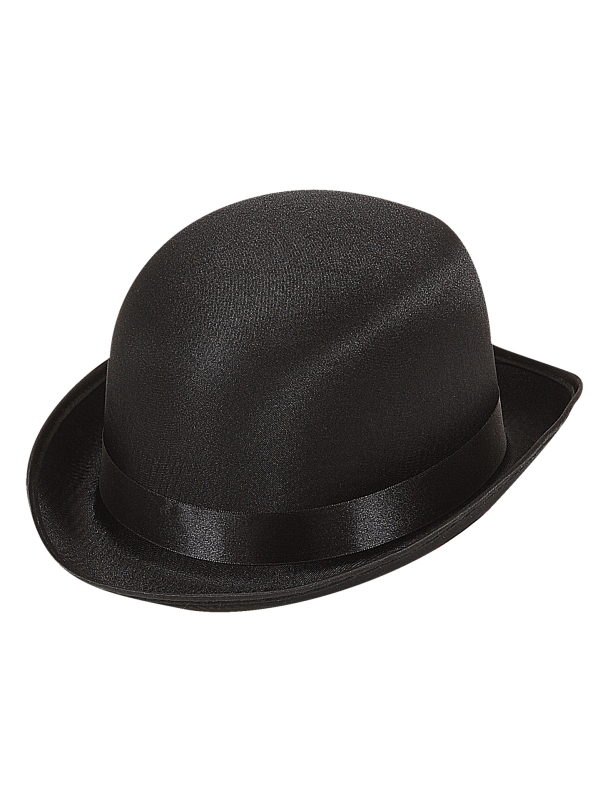 Chapeau melon noir adulte – Taille unique en polyester