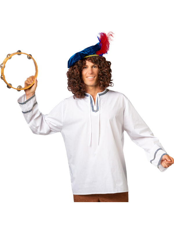 Chemise médiévale blanche en coton – Style Renaissance / Troubadour