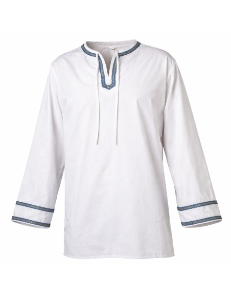 Chemise médiévale blanche en coton – Style Renaissance / Troubadour