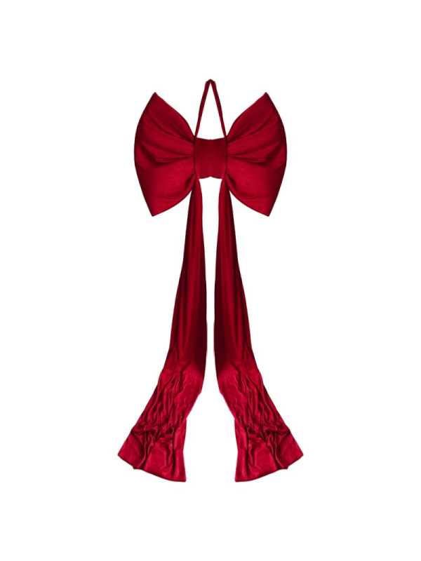 Nœud velours rouge XXL 220 cm – Décoration Noël porte & vitrine