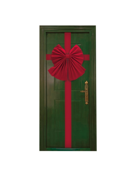 Nœud de porte Noël velours rouge – Décoration XXL effet paquet cadeau