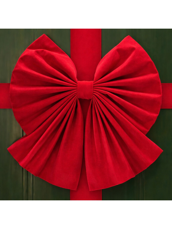 Nœud de porte Noël velours rouge