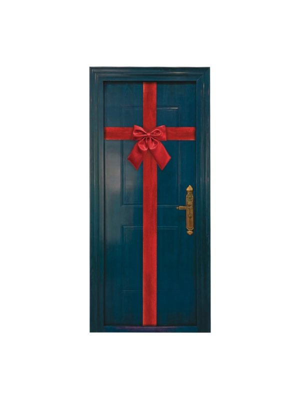 Nœud de porte Noël brillant rouge