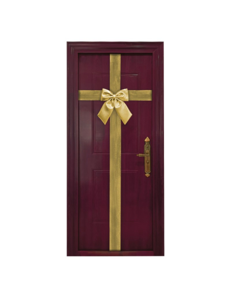 Nœud de porte Noël brillant rouge ou or – 33 x 6 x 40 cm