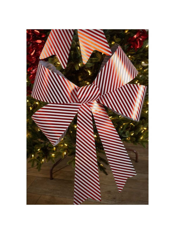 Décoration Noël : nœud géant Candy Stripes PVC 71×86 cm