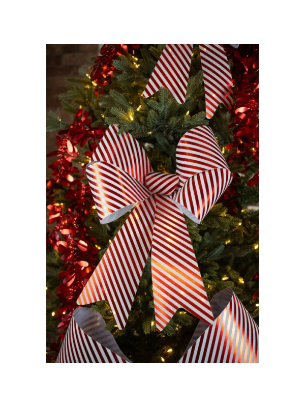 Décoration Noël : nœud Candy Stripes PVC 50,8 × 66 cm