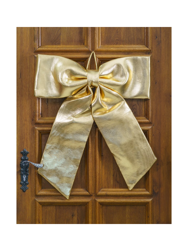 Nœud Jumbo brillant  Doré 68 × 82 cm – Décoration de Noël XXL pour portes & vitrines
