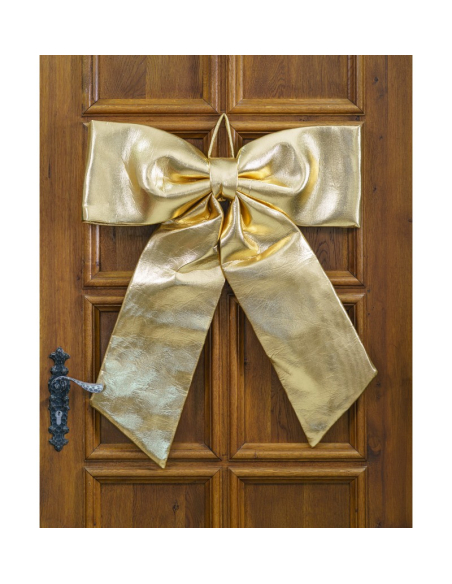 Nœud Jumbo brillant  Doré 68 × 82 cm – Décoration de Noël XXL pour portes & vitrines