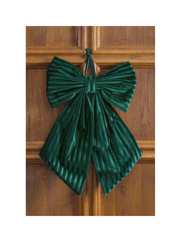 Nœud velours Vert – 45 × 60 cm – Décoration de Noël élégante pour sapin, porte & vitrine