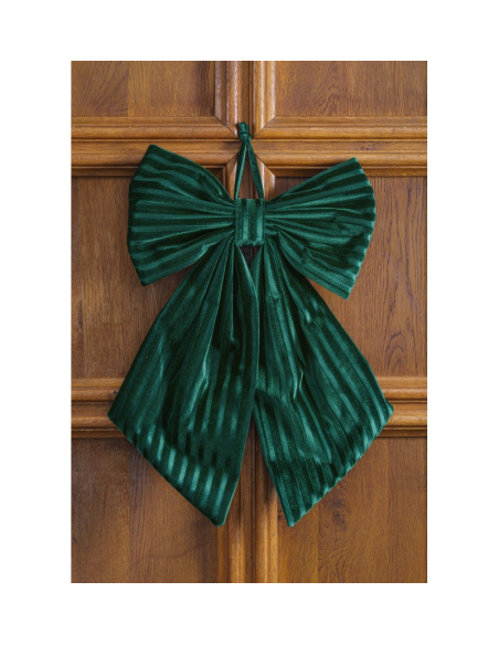 Nœud velours Vert – 45 × 60 cm – Décoration de Noël élégante pour sapin, porte & vitrine