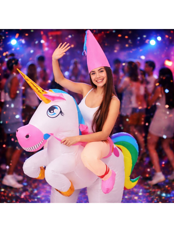 Déguisement gonflable Licorne à chevaucher – Adulte – Taille unique