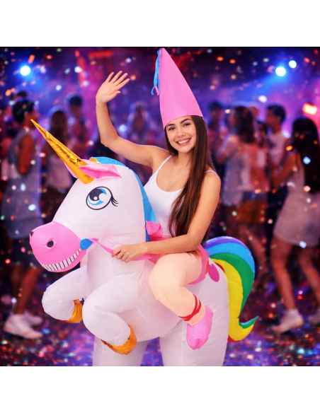 Déguisement gonflable Licorne à chevaucher – Adulte – Taille unique