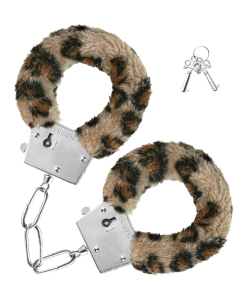 Menottes en peluche léopard avec clés – Accessoire EVJF/EVG fun