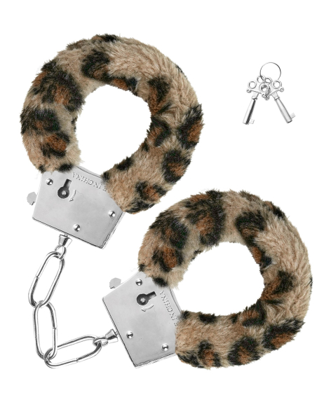 Menottes en peluche léopard avec clés – Accessoire EVJF/EVG fun