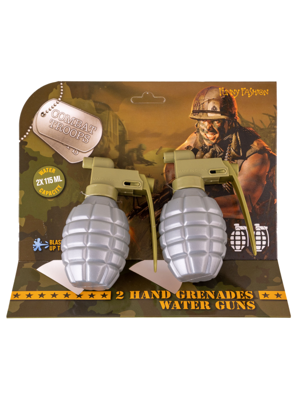 Grenades à eau militaires – Lot de 2 pistolets à eau – Humour & festival