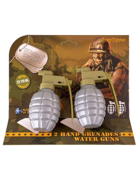 Grenades à eau militaires – Lot de 2 pistolets à eau – Humour & festival