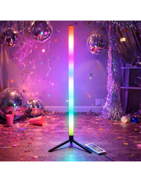 Lampe tube LED RGBW sur pied – Effet festival & ambiance – Télécommande + USB
