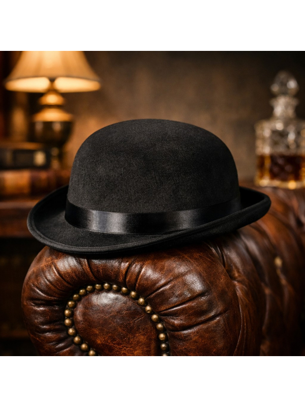 Chapeau melon noir feutré – Style gentleman rétro – Tailles 57/58 & 59/60
