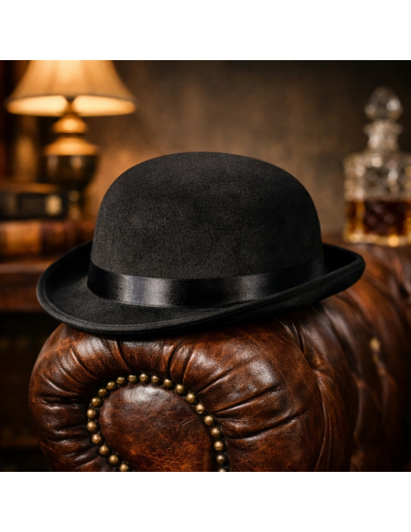 Chapeau melon noir feutré – Style gentleman rétro – Tailles 57/58 & 59/60