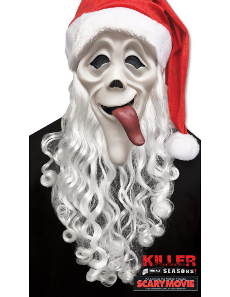 Masque Scary Movie™ “Wassup!” Père Noël – Ghost Face® avec barbe intégré