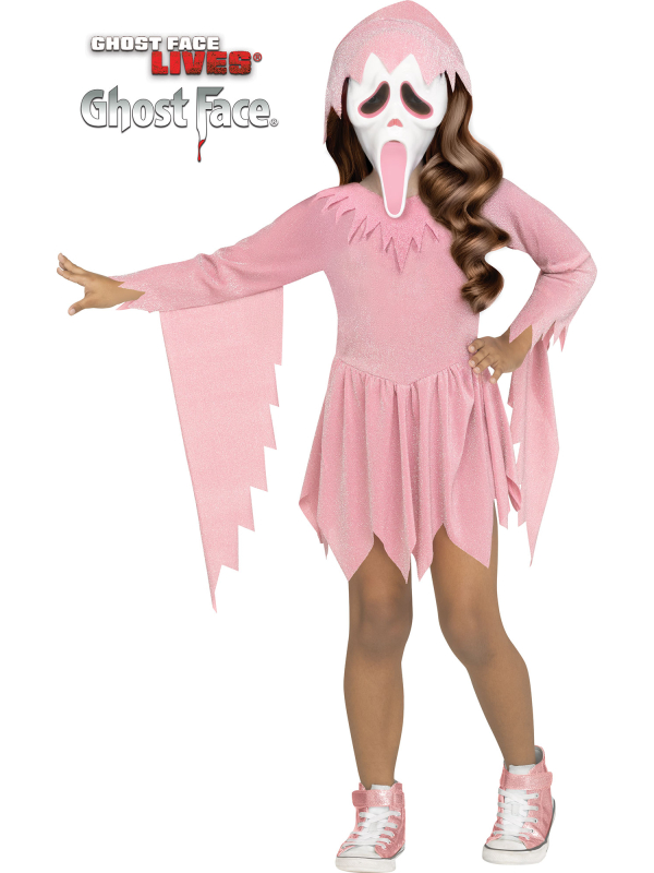 Déguisement Scream Ghost Face® rose pastel scintillant – fillette (Jusqu’à 2 ans, 2–3 ans, 4–6 ans)