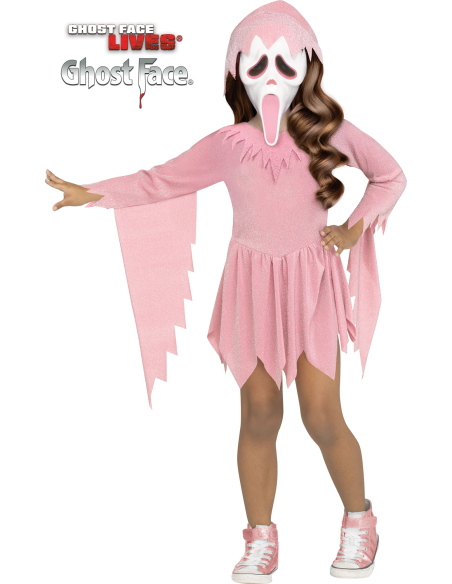 Déguisement Scream Ghost Face® rose pastel scintillant – fillette (Jusqu’à 2 ans, 2–3 ans, 4–6 ans)