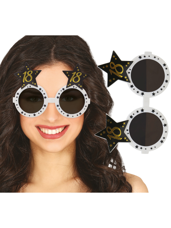 Lunettes anniversaire 18 ans noir & or – Accessoire géant pour photos de soirée