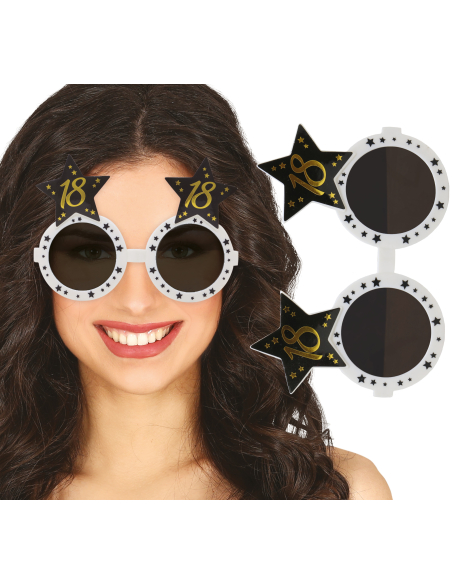 Lunettes anniversaire 18 ans noir & or – Accessoire géant pour photos de soirée