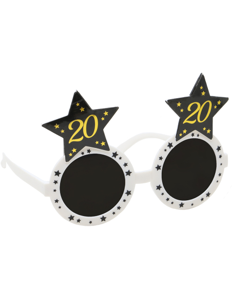 Lunettes anniversaire 20 ans noir & or – Accessoire photo pour fête entre amis